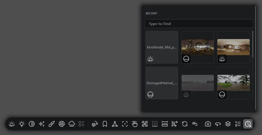 The recent files card, showing thumbnails of files opened before