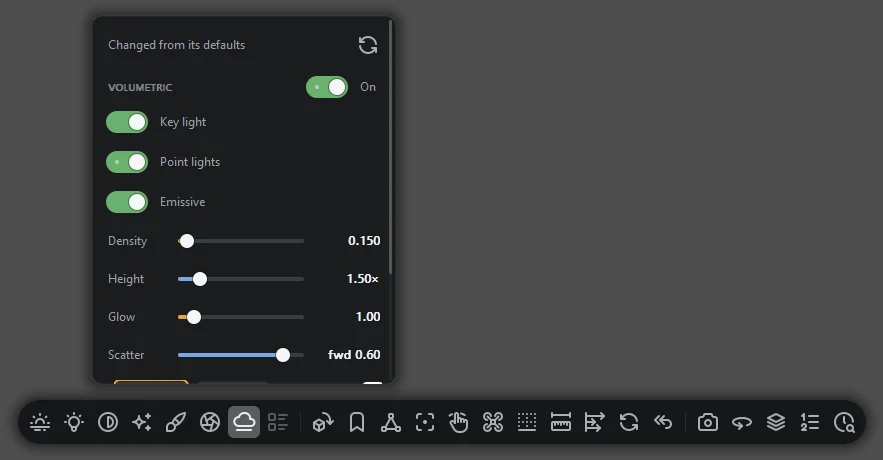 The volumetric light card with density, height and scatter