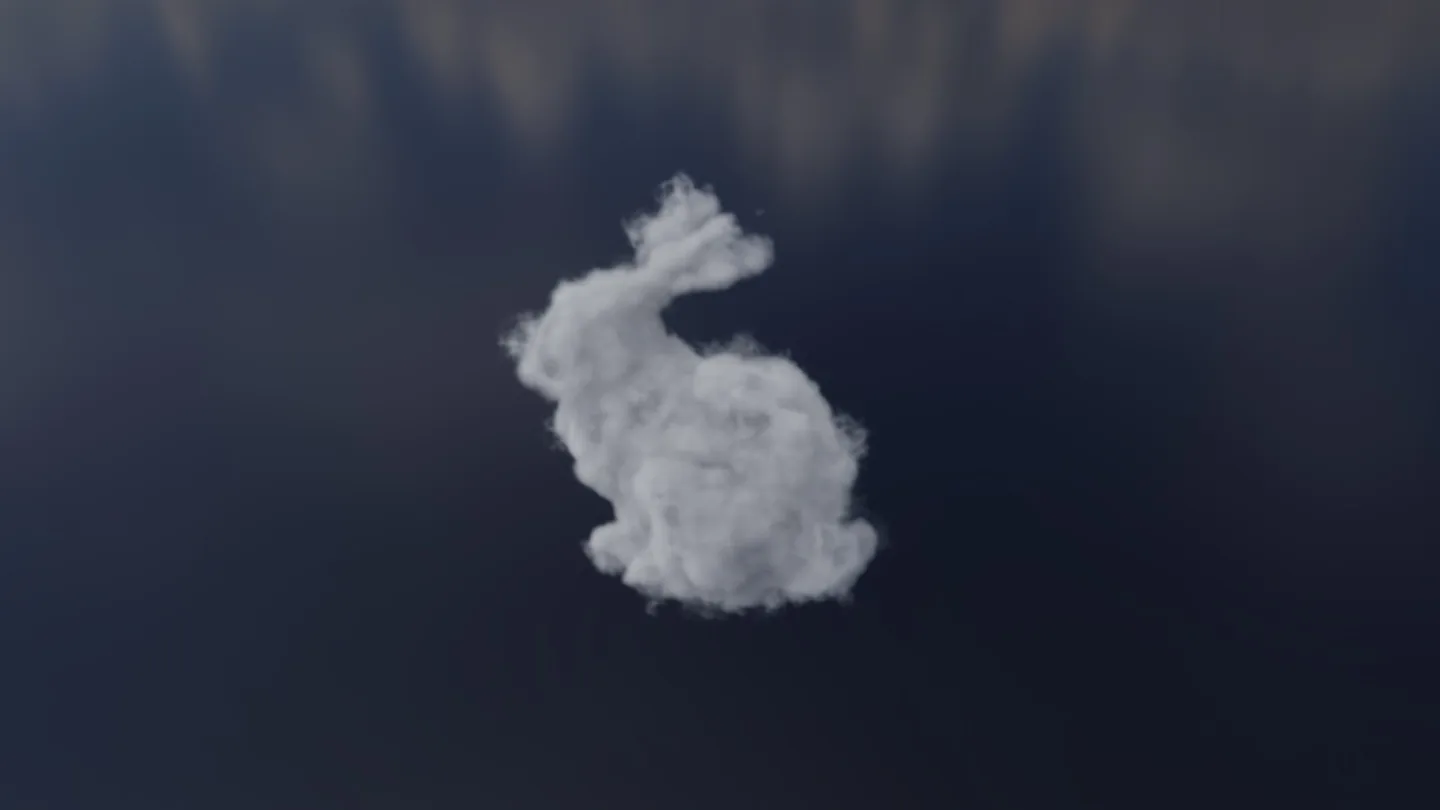 A cloud in the shape of a rabbit under a blue sky
